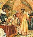 Boris Godunov Overseeing the Studies of his Son, painting by N. Nekrasov (19th century)