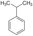 Formula di struttura del cumene (un derivato del benzene)