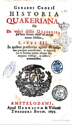 Gerardi Croesi Historia Quakeriana, 1695