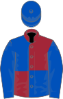 Maroon and royal blue (quartered), royal blue sleeves and cap