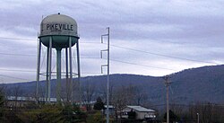 Pikeville, with the Cumberland Plateau rising in the distance