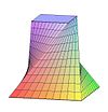 Exemple de solide dont le volume se calcule par la formule des trois niveaux. Les deux bases sont deux carrés de taille différente.