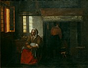 Pieter de Hooch, Kobieta skubiąca kaczkę (ok. 1668)