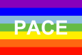 Rainbow "PACE" (Peace) flag