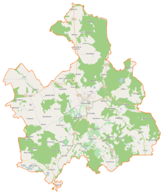 Mapa konturowa gminy Połczyn-Zdrój, w centrum znajduje się punkt z opisem „Połczyn-Zdrój”