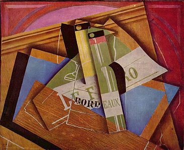 Nature morte à la bouteille de bordeaux, de Juan Gris. La peinture en 1919 sur Commons