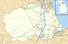 Mapa konturowa Durham, u góry znajduje się punkt z opisem „Nettlesworth”