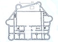 Grundrisses der Burg um das Jahr 1726 (laut Preßnitz – versunken aber nicht vergessen. S. 20: um 1620) nach Johann Heinrich Dienebier