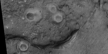 Close view of mud volcanoes, as seen by HiRISE under HiWish program