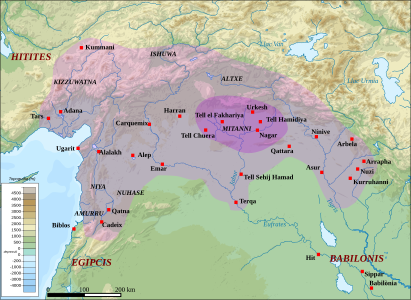La màxima expansió del regne de Mittani, segle xv aC