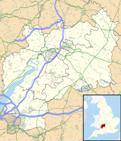 Mapa konturowa Gloucestershire, blisko centrum u góry znajduje się punkt z opisem „Walham”