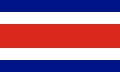 Bandera actual de Costa Rica, variante de la bandera de América Central con franja roja central.