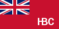 Flag with solid red background and Union Flag as top-left quarter and initials "HBC" in white in bottom-right.