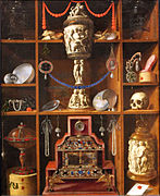 Alacena de orfebrería y calavera (1666), de Johann Georg Hainz, Kunsthalle de Hamburgo