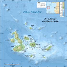 Carte des îles Galapagos.