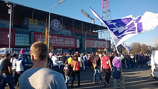 Osttribüne Generali Arena mit Fußballfans (2013)