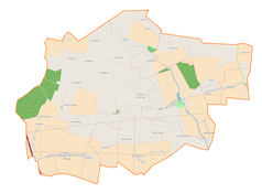 Mapa konturowa gminy Oporów, u góry znajduje się punkt z opisem „Pobórz”