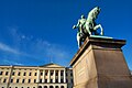 Statue of king Charles XIV Johan of Sweden and Norway in front of the royal palace