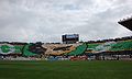 Derby de Casablanca (25 décembre 2010) : Tifo des Ultras Green Boys avec les initiales du groupe.