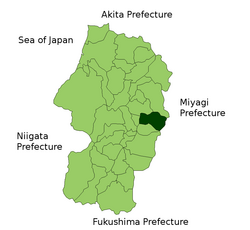 Lokasyon ng Higashine sa Yamagata