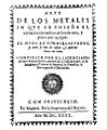 Tratado Arte de los Metales (1640) de Álvaro Alonso Barba