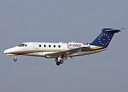 Cessna Citation III der Air Traffic im Landeanflug auf den Flughafen Münster/Osnabrück