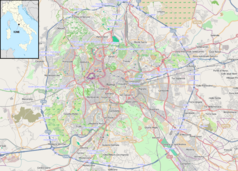 Mapa konturowa Rzymu, w centrum znajduje się punkt z opisem „Bazylika Julia”