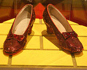 One of the pairs of ruby slippers used in The Wizard of Oz, on display at the Smithsonian Institution National Museum of American History