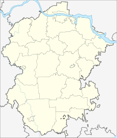 Mapa konturowa Czuwaszji, u góry po lewej znajduje się punkt z opisem „Piersirłany”