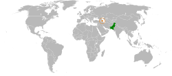 Map indicating locations of Pakistan and Azerbaijan