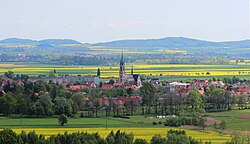 Panorama of Pieszyce with the church of St. Anthony