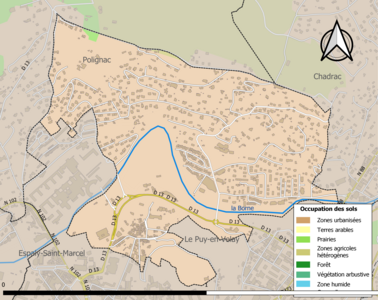 Carte en couleurs présentant l'occupation des sols.