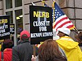 Image 23Union members picketing recent NLRB rulings outside the agency's Washington, D.C., headquarters in November 2007.