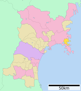 Situering van Onagawa in de prefectuur Miyagi