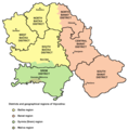 Im Banat liegende Bezirke der Vojvodina (Serbien)