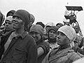 Young girls arrive at the mines in Horlivka under the Komsomol appeal on 16 September 1930.