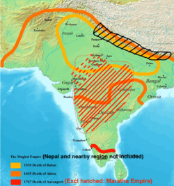 Map of the Mughal Empire.