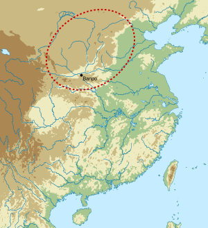 Map showing the extent of the Яншао