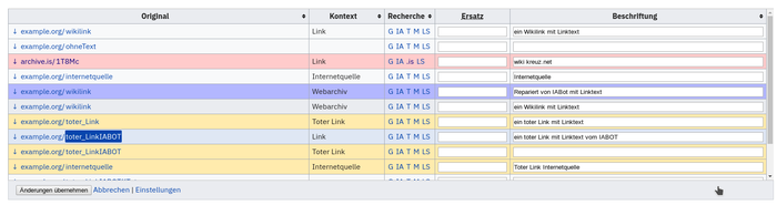 Bildschirmfoto eines geöffneten Weblink-Helfers