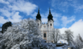 Die Pöstlingbergbasilika im Winter.