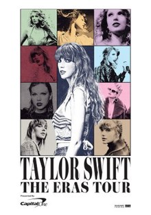 A compilation of Taylor Swift photos in the aesthetics of her first ten studio albums above the tour's title