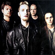 Mad Season in 1995, left to right: Barrett Martin, Layne Staley, John Baker Saunders, and Mike McCready