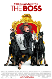 A woman sitting on a throne, lighting a cigar. Two Dobermans sit in front of her.