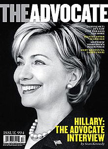 The cover of the American LGBTQ-interest magazine The Advocate, No. 994, October 9, 2007; Hillary Clinton is on the cover