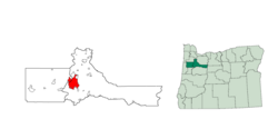 Vị trí trong quận Marion và Polk, tiểu bang Oregon