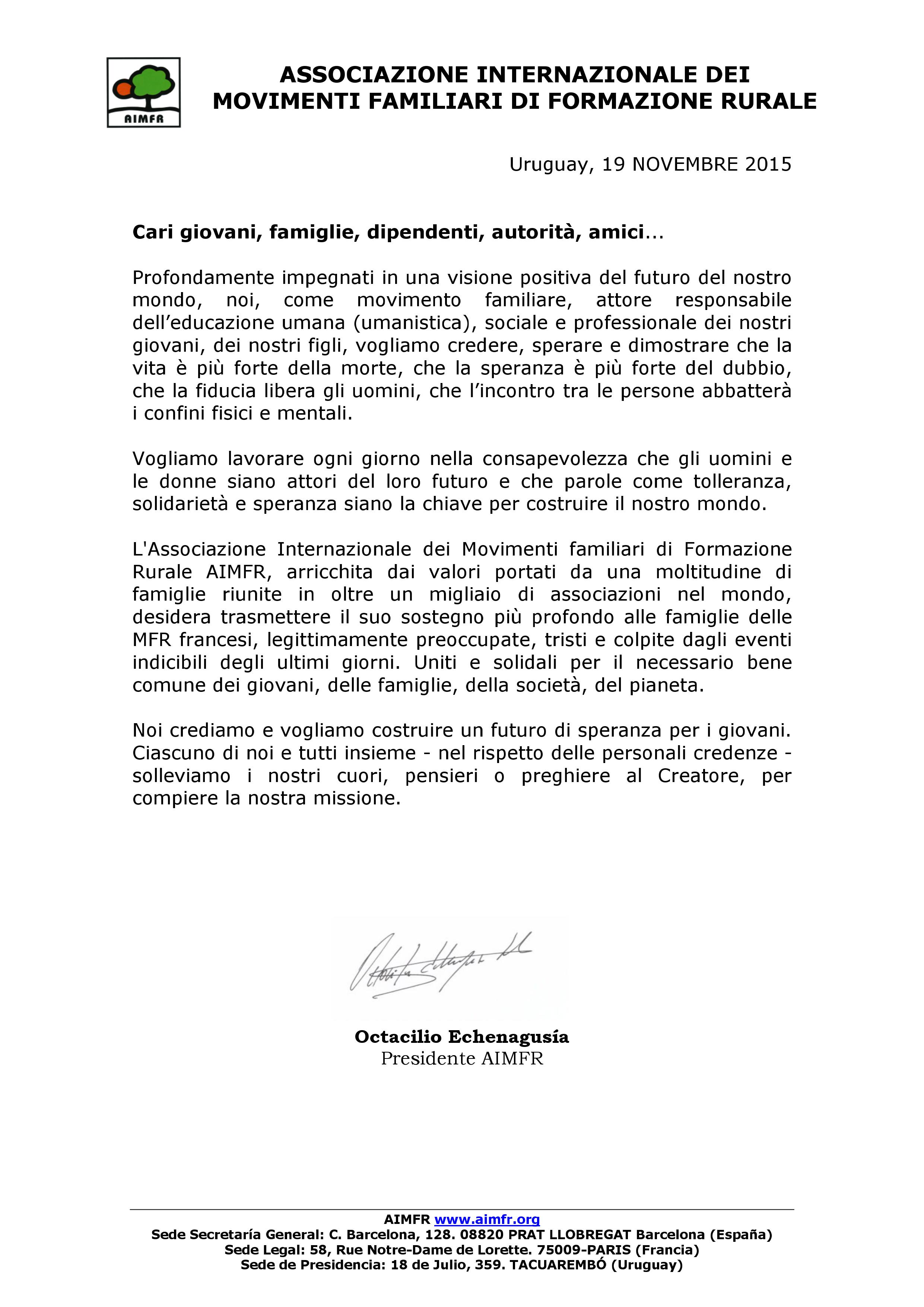 Lettera Presidente