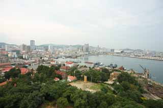 fotografia, materiale, libero il panorama, dipinga, fotografia di scorta,Yantai la spazzata di porto dell'occhio, facendo il turista macchia, Architettura moderna, negozio di souvenir, ricorso