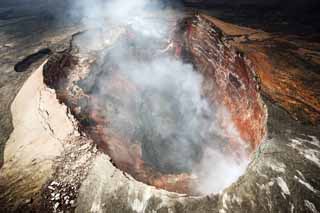 Foto, materiell, befreit, Landschaft, Bild, hat Foto auf Lager,Mt. Kilauea, Lava, Der Krater, Puu Oo, Rauch