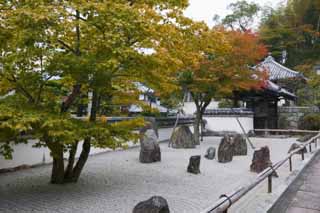 Foto, materiell, befreit, Landschaft, Bild, hat Foto auf Lager,Ein Steingarten eines leichten Tempelbesitzstck zur Zensekte, trocknen Sie Landschaft japanischen Garten, Steingarten, Sanddesign, 