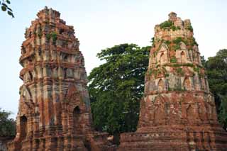 Foto, materiell, befreit, Landschaft, Bild, hat Foto auf Lager,Wat Phra Mahathat, Das kulturelle Erbe von Welt, Buddhismus, Pagode, Ayutthaya-berreste